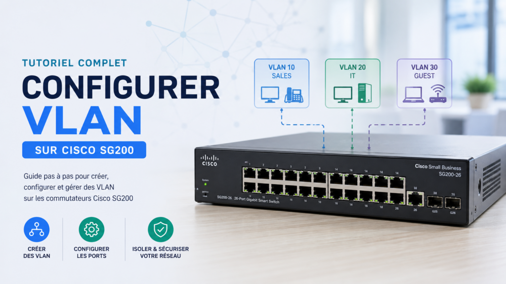 Configurer un VLAN sur un switch Cisco SG200 — schéma des VLAN, des ports et de l'isolation réseau