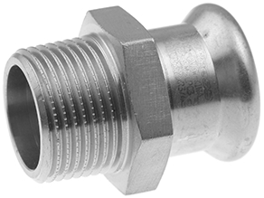Pièce de transition FE VSH XPress Pièce de transition FE à sertir VSH XPress — Sanitaire (inox V4A 1.4404, eau potable) — Ø15 × 1/2"