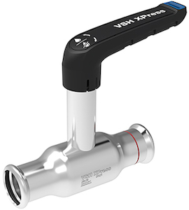 Robinet à bille, broche prolongée à sertir VSH XPress — Chauffage (acier au carbone) — Ø15 mm
